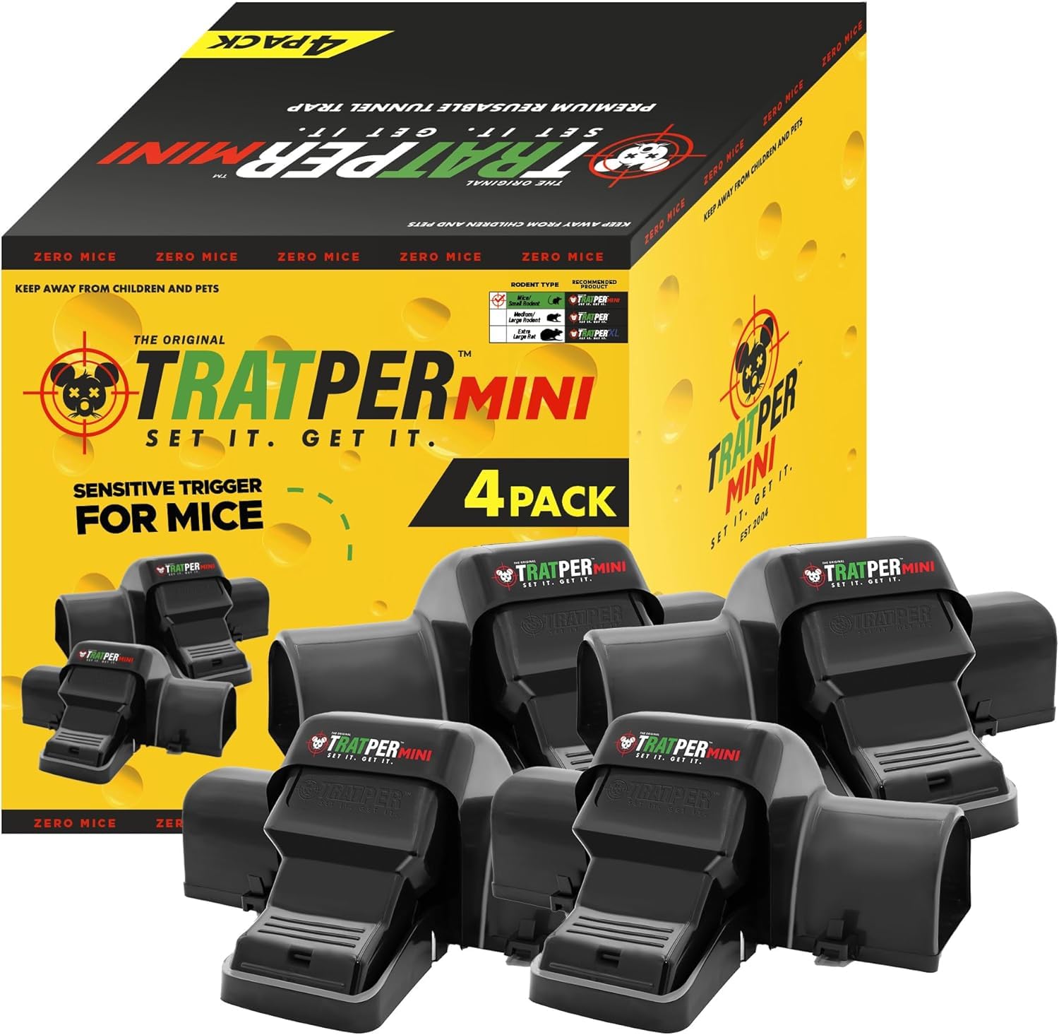 TRATPER Mouse Tunnel Trap black model front view