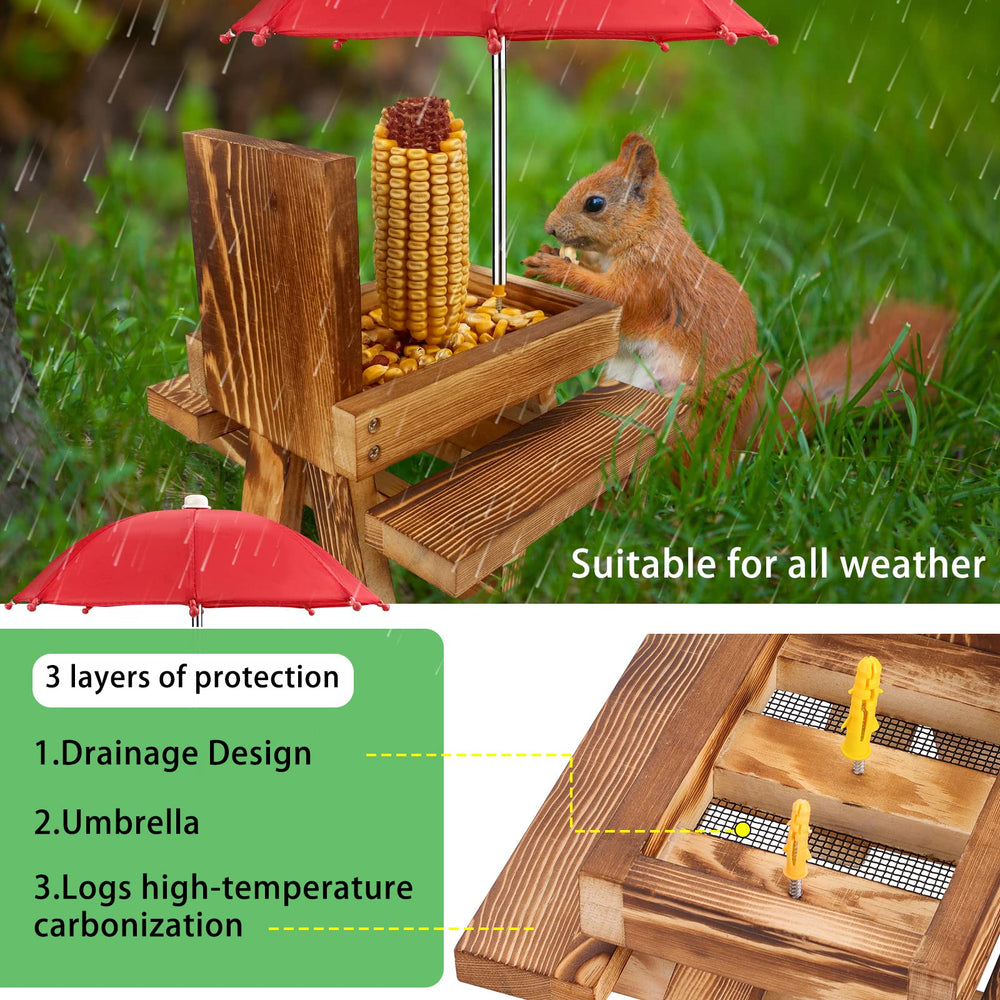 Tray of MIXXIDEA Squirrel Feeder with corn cob holder