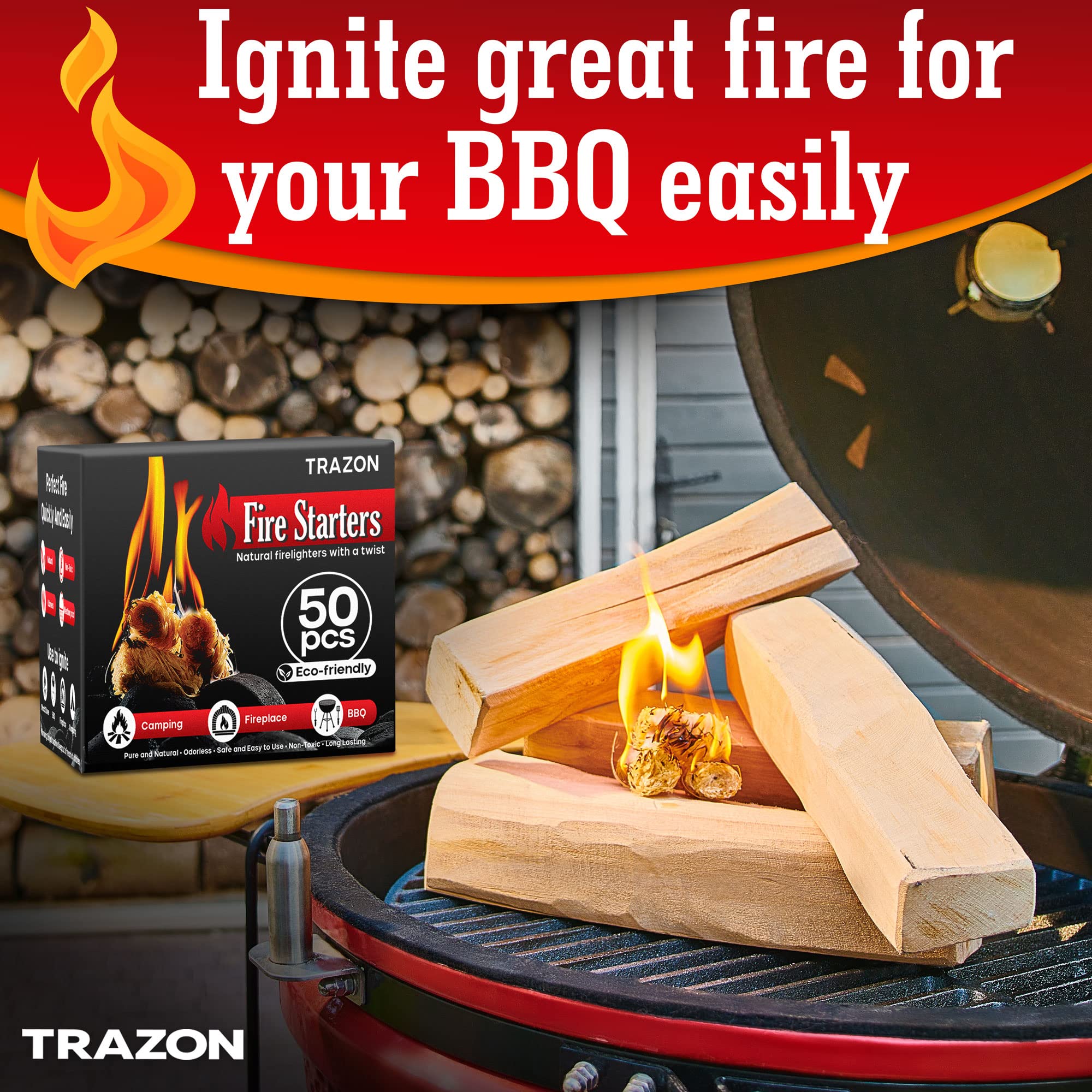 Trazon fire starters in natural packaging
