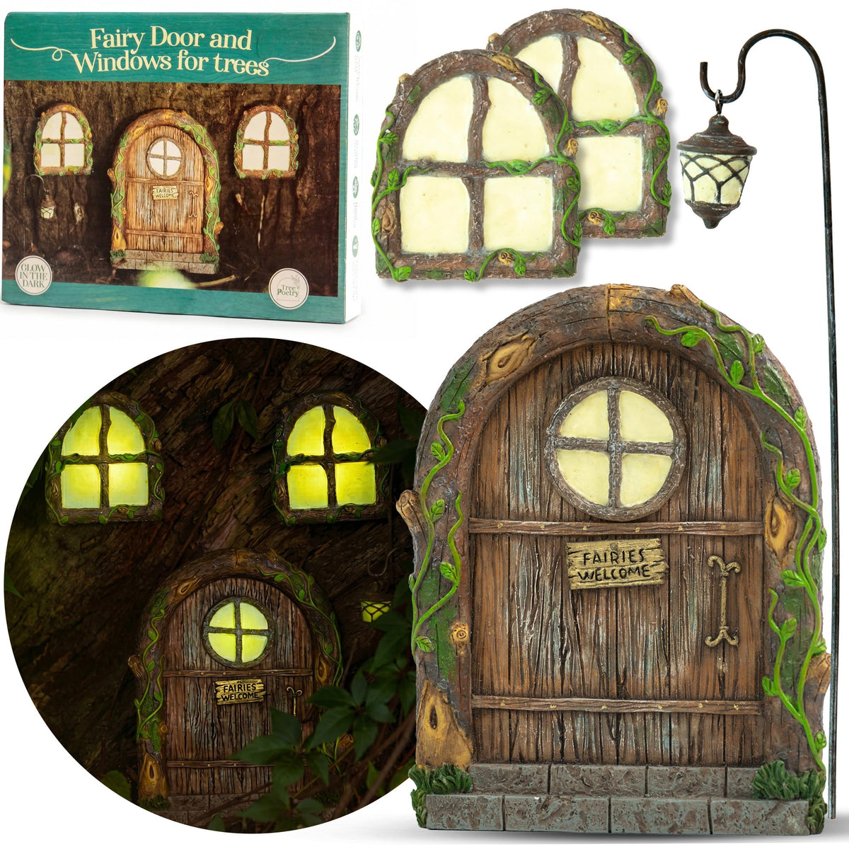 Tree Poetry Fairy Door Kit including door and lantern