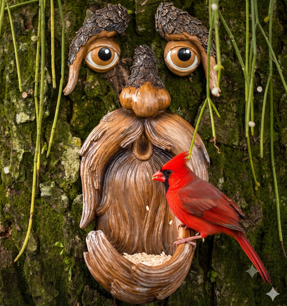 Tree Poetry Tree Face Decor outdoor bird feeder front view