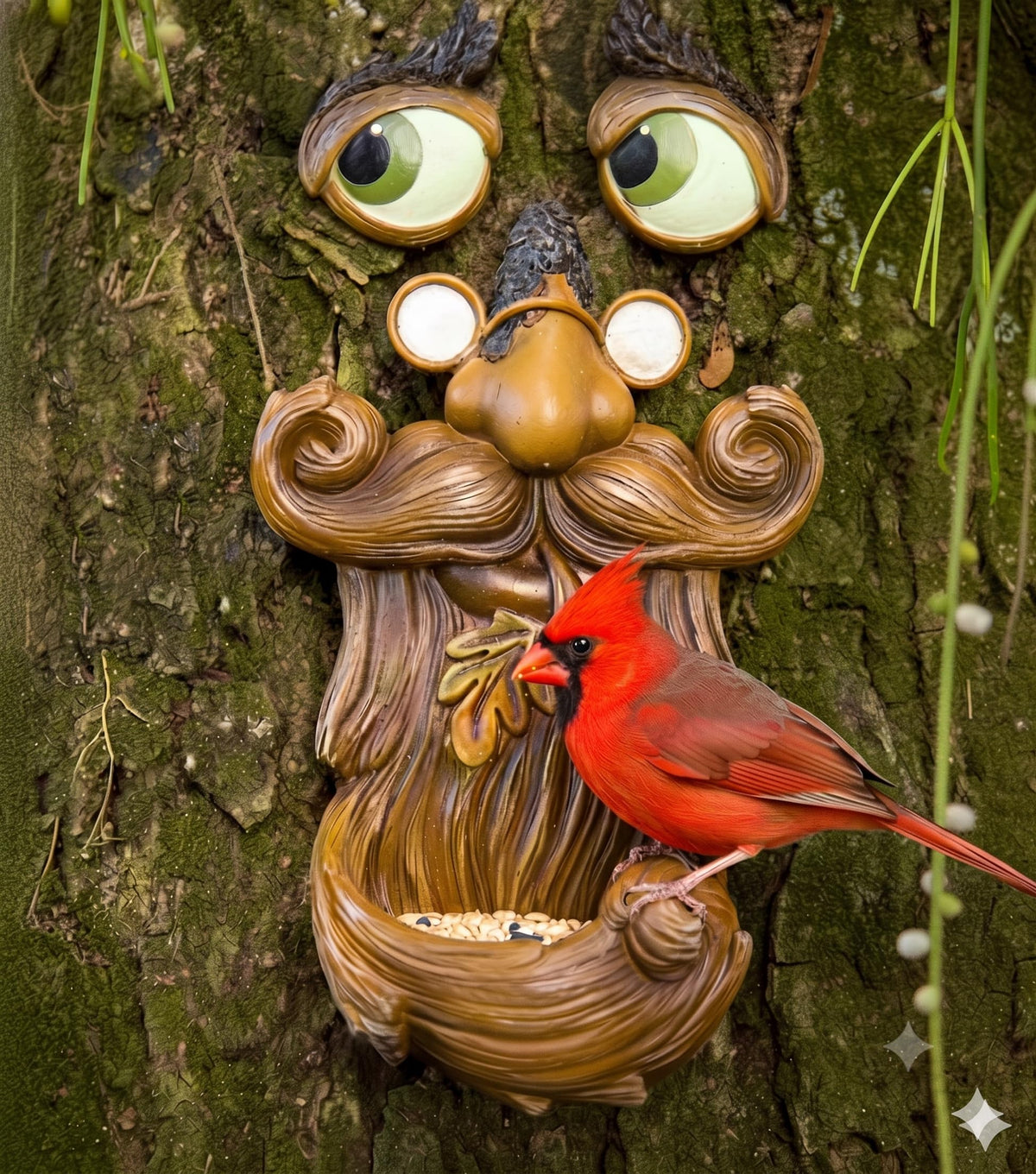 Tree Poetry Tree Faces Decor front view showing wizard face
