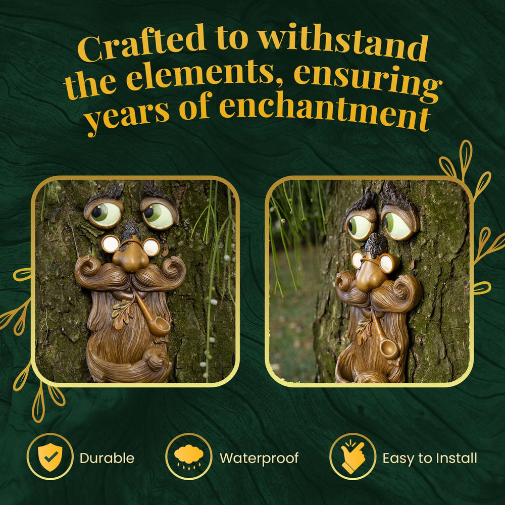 Tree Poetry Tree Faces Decor mounted on a tree trunk