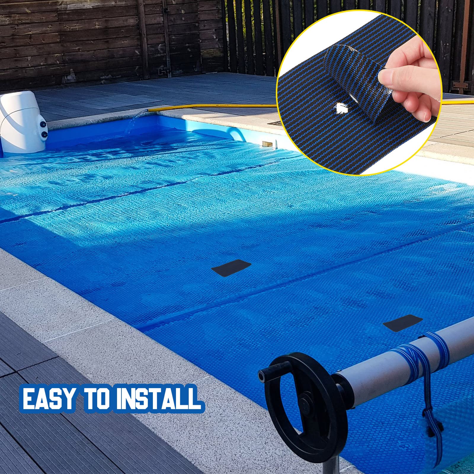 Treela Pool Safety Cover Patch Kit Blue, close-up of material