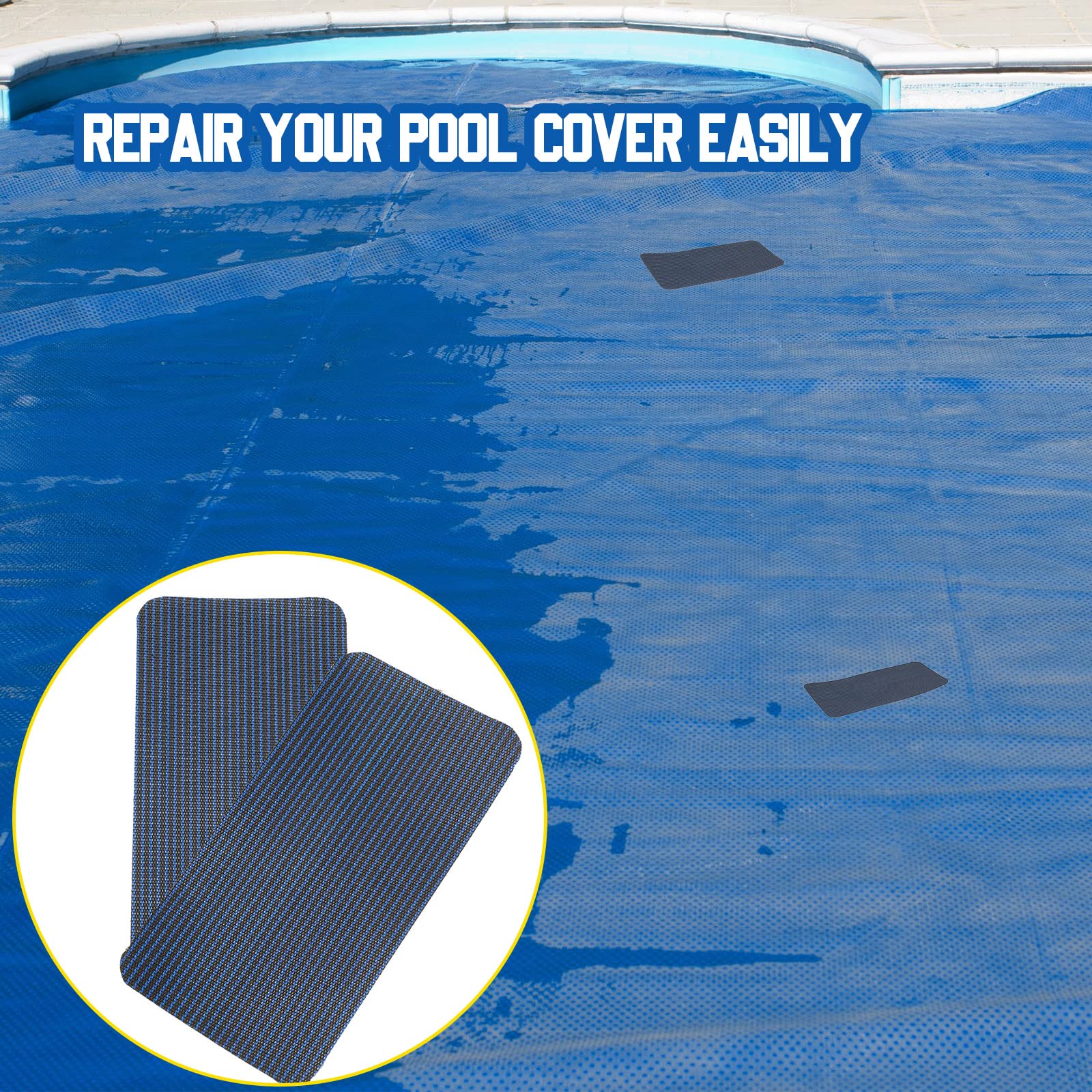 Treela Pool Safety Cover Patch Kit Blue, showing all patches together