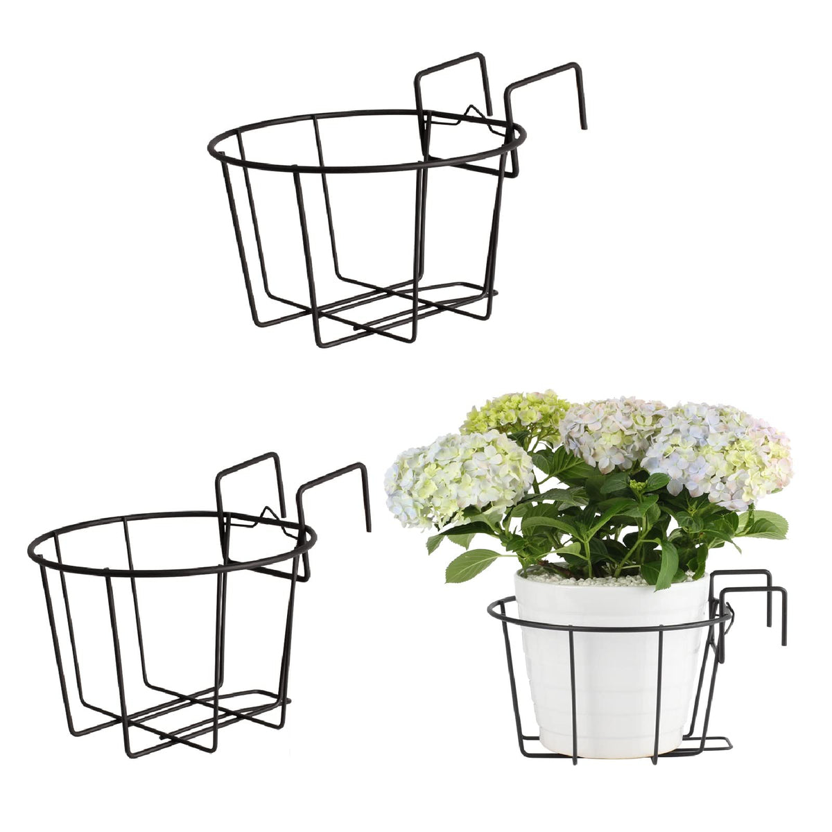 TreeLen 10-inch railing planter black front view