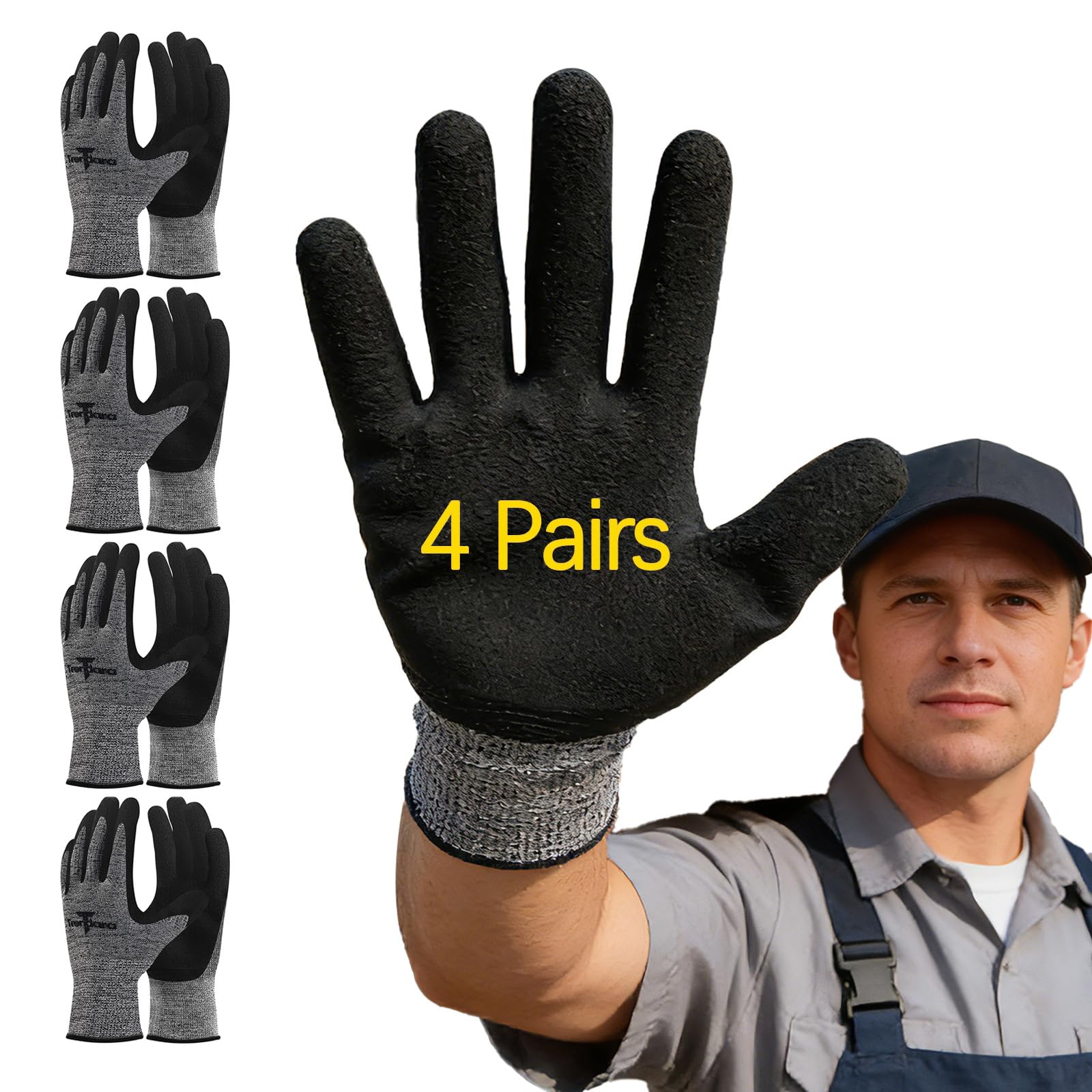 Trendara garden gloves front view in grey