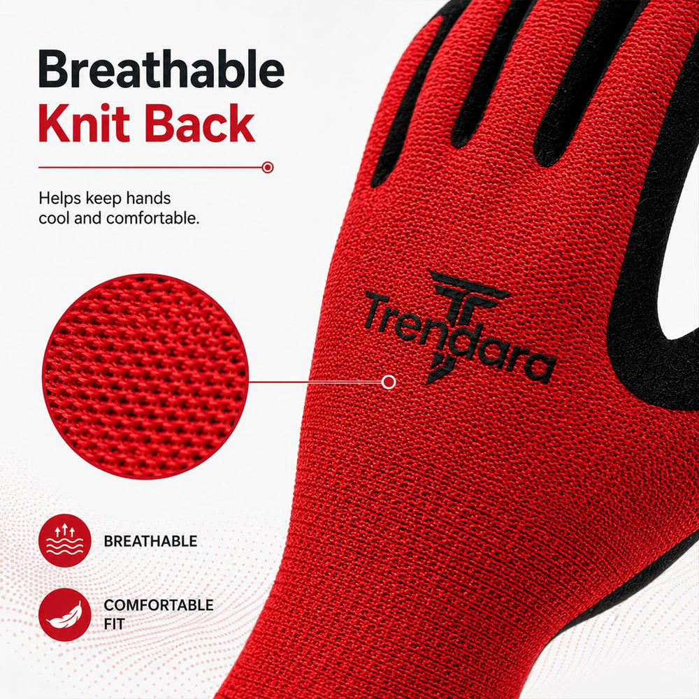 Trendara garden gloves grey large close-up of latex coating
