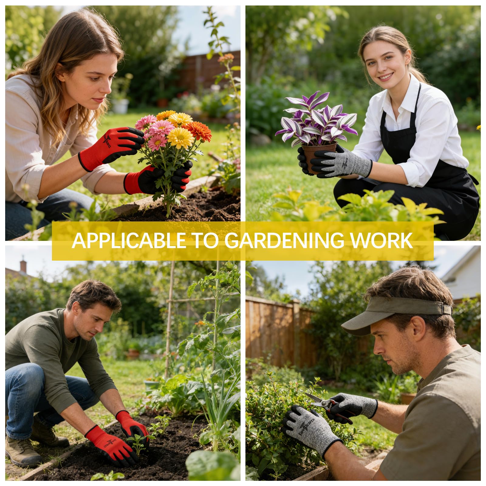 Trendara garden gloves grey large displayed with gardening tools