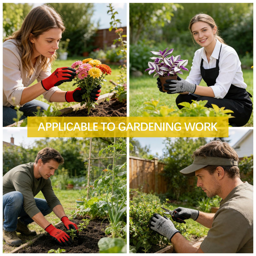 Trendara garden gloves grey large displayed with gardening tools