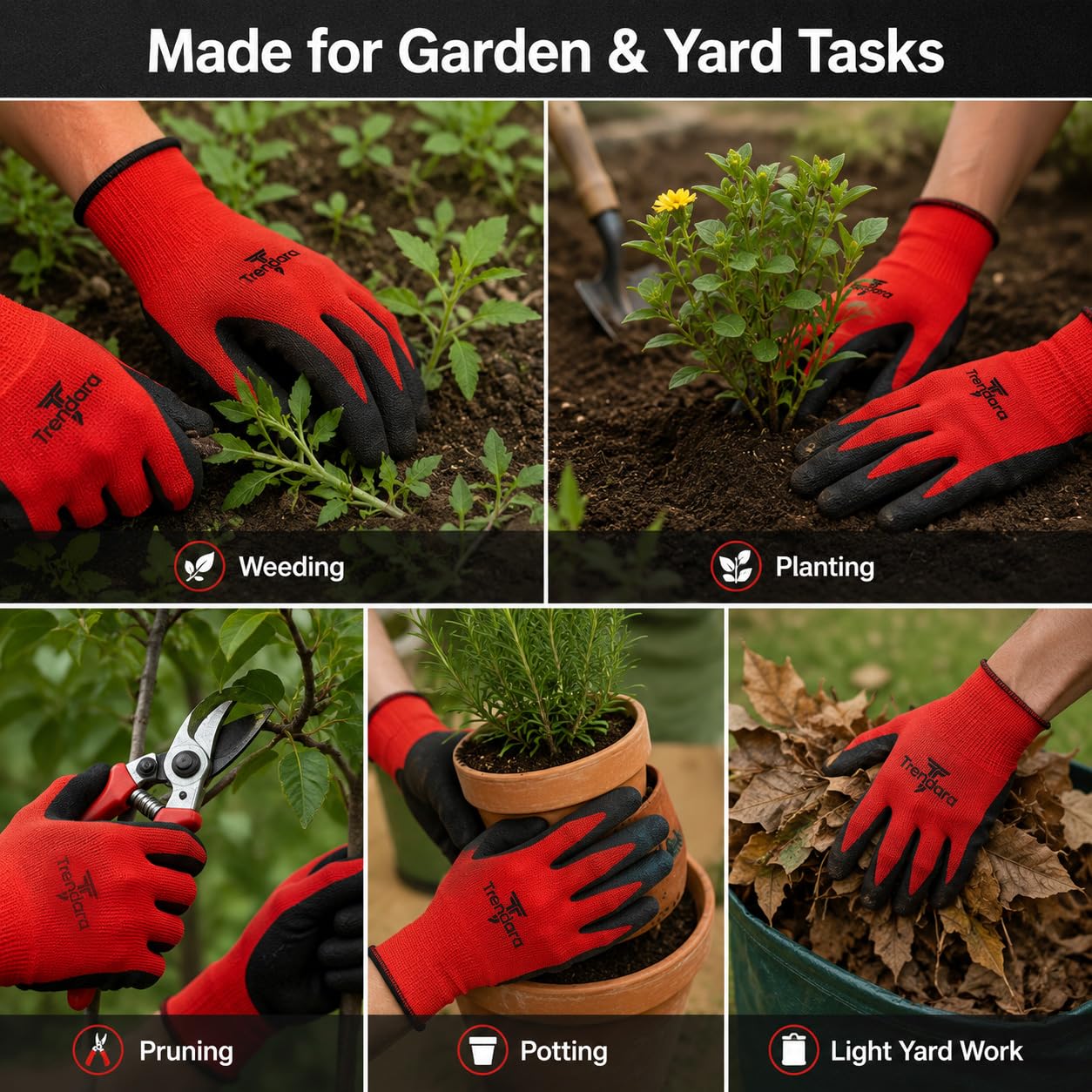 Trendara garden gloves grey large in use at a construction site