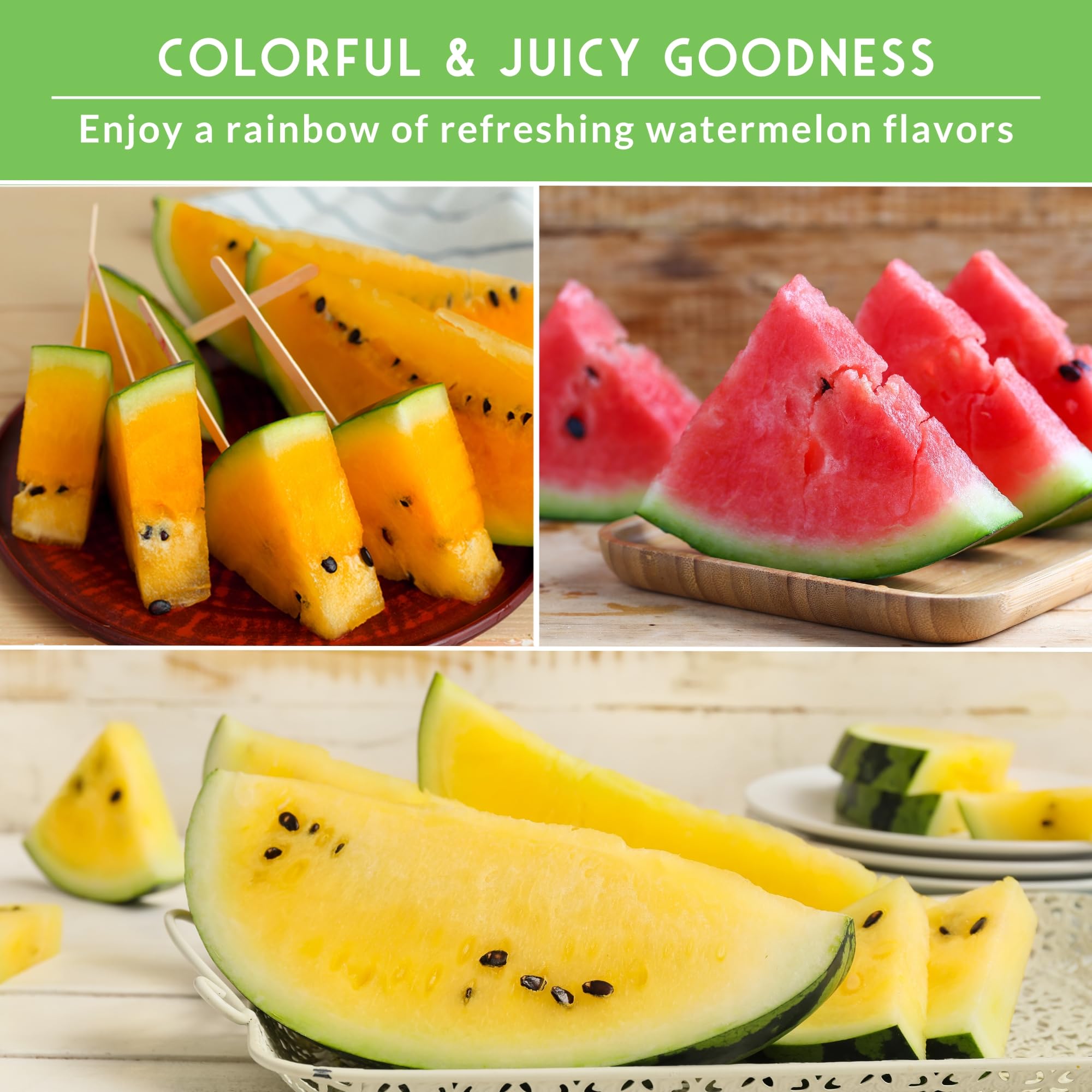 Tri-Color Watermelon Seeds pack with all three varieties