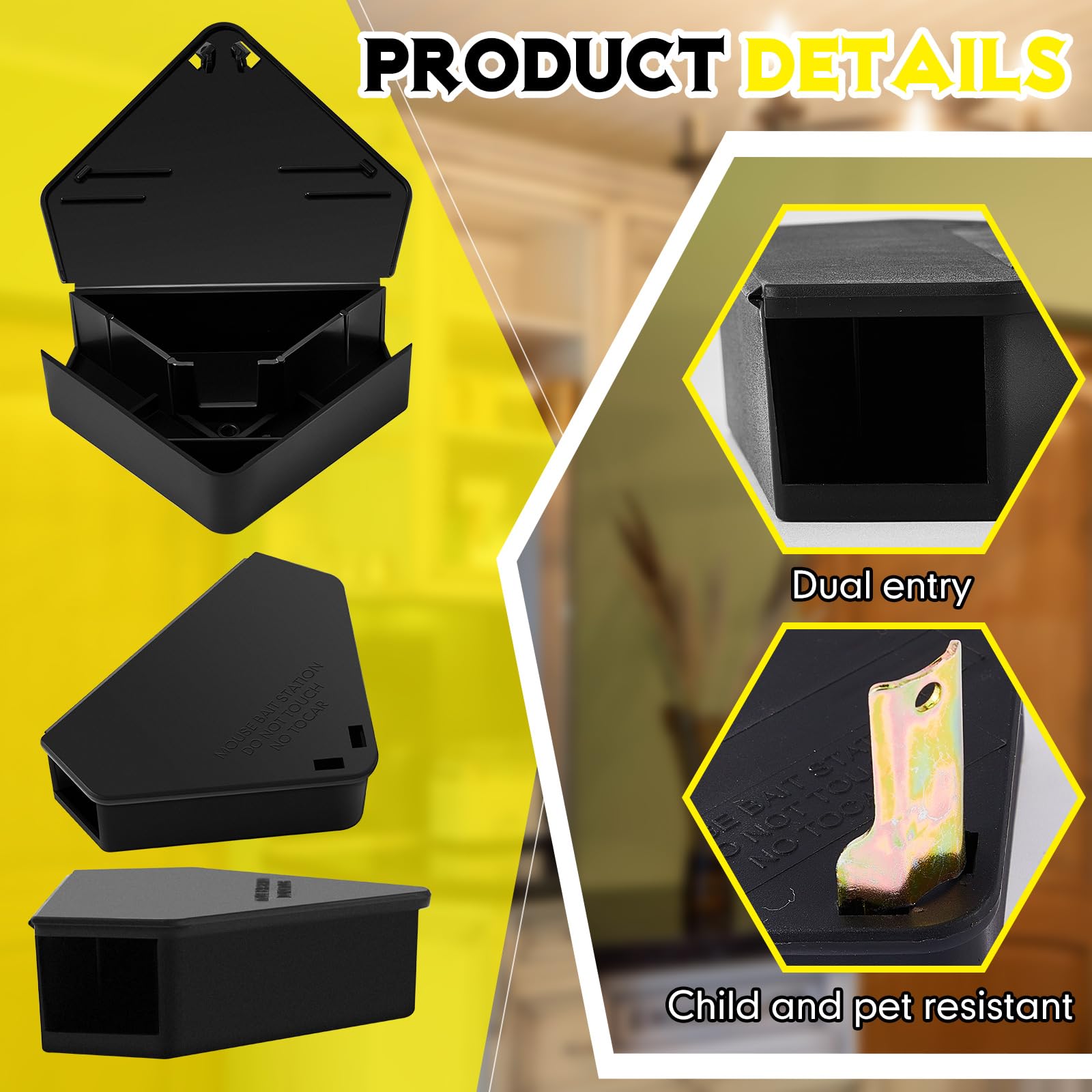 Triangle design of Qualirey mouse bait station
