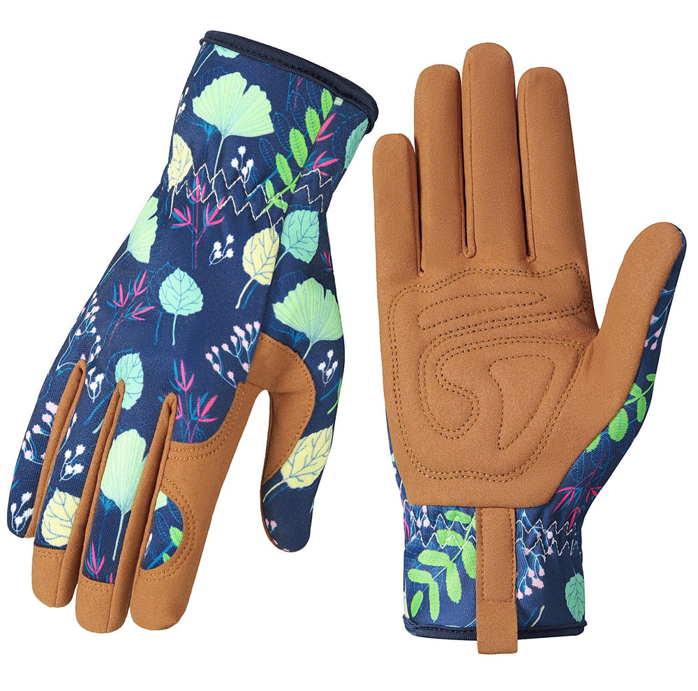 Trifabricy Garden Gloves front view with floral pattern