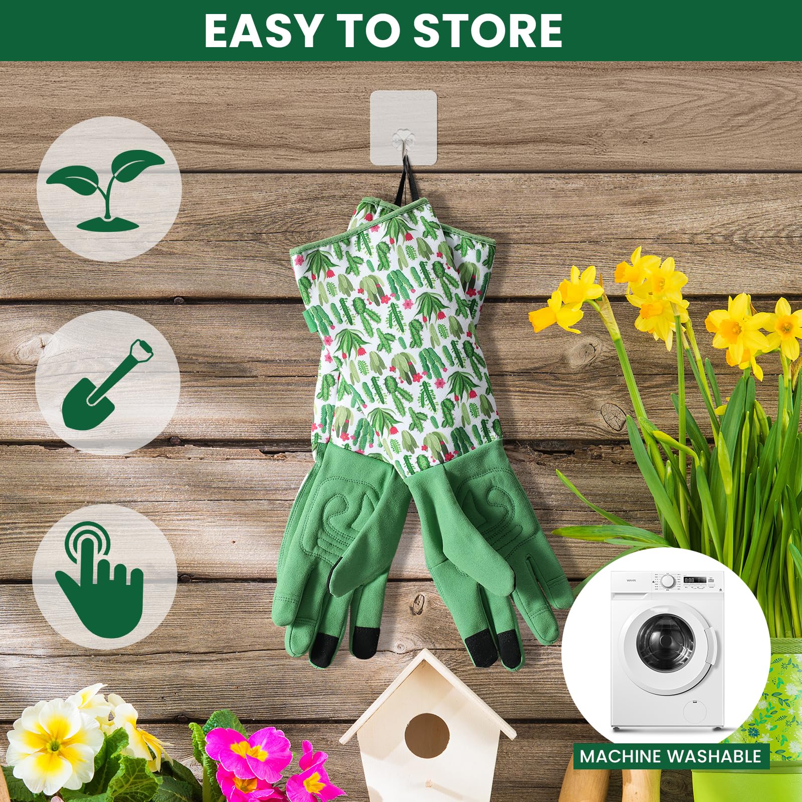 Trifabricy Gardening Gloves showing snug fit and elastic wrist