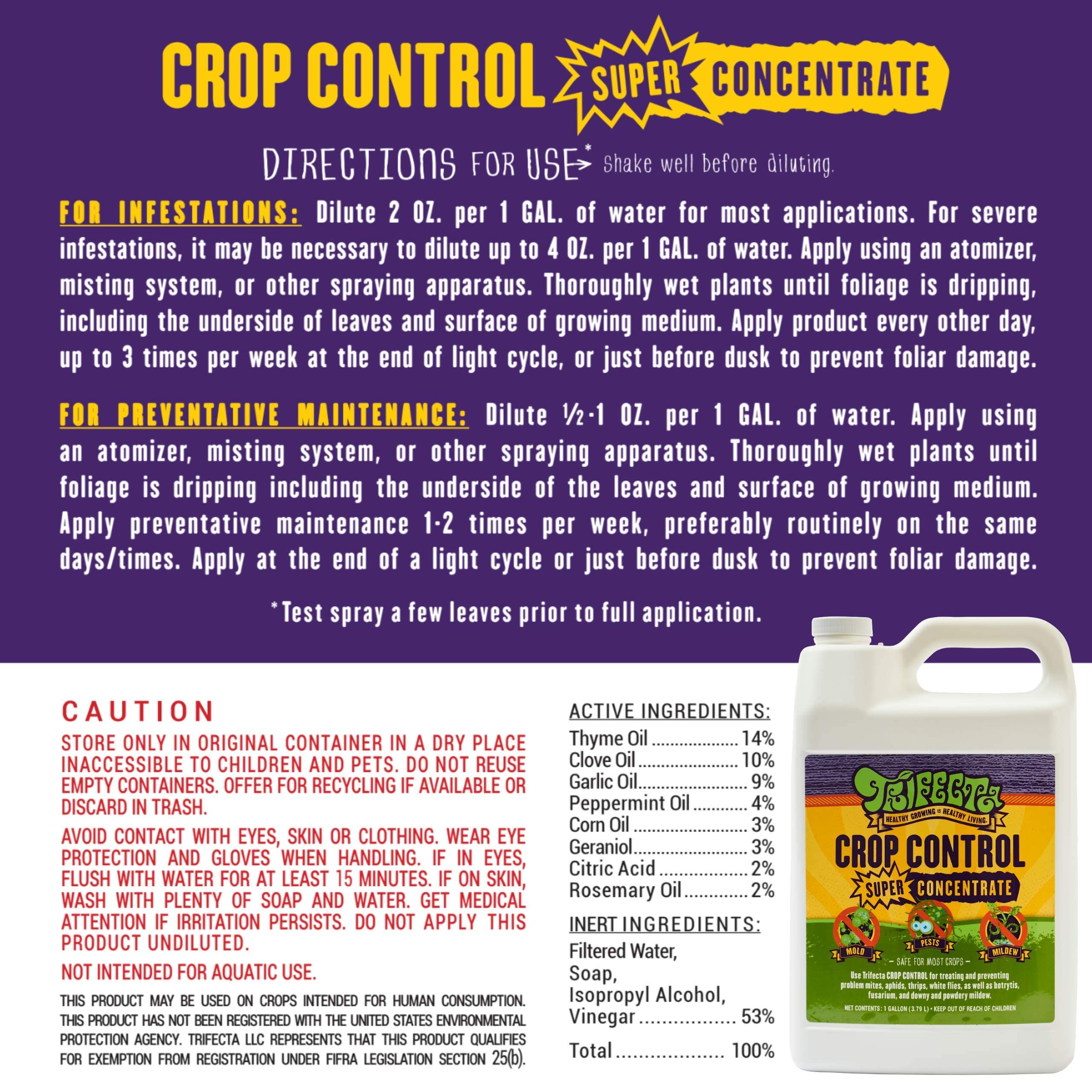 Trifecta Crop Control in use on leafy plants