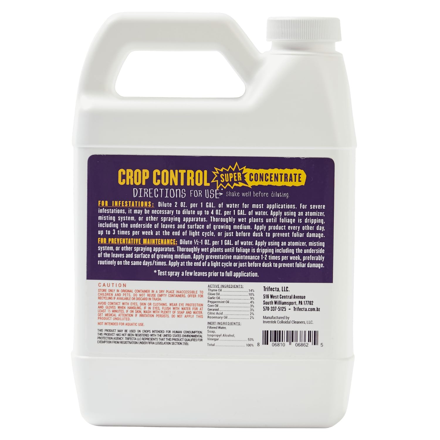 Trifecta Crop Control Super Concentrate packaging details