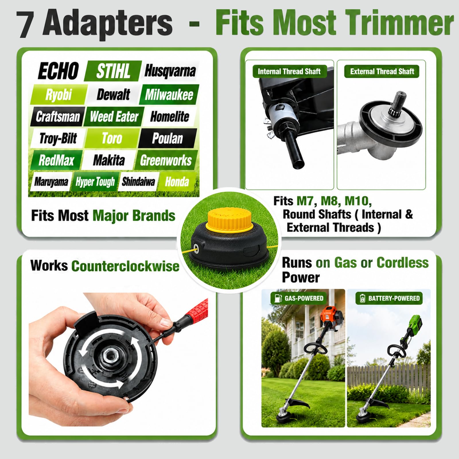 Trimmer head with 12ft trimmer line displayed