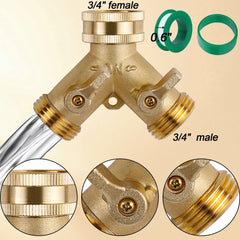 Triumpeek brass hose splitter with O-ring washers