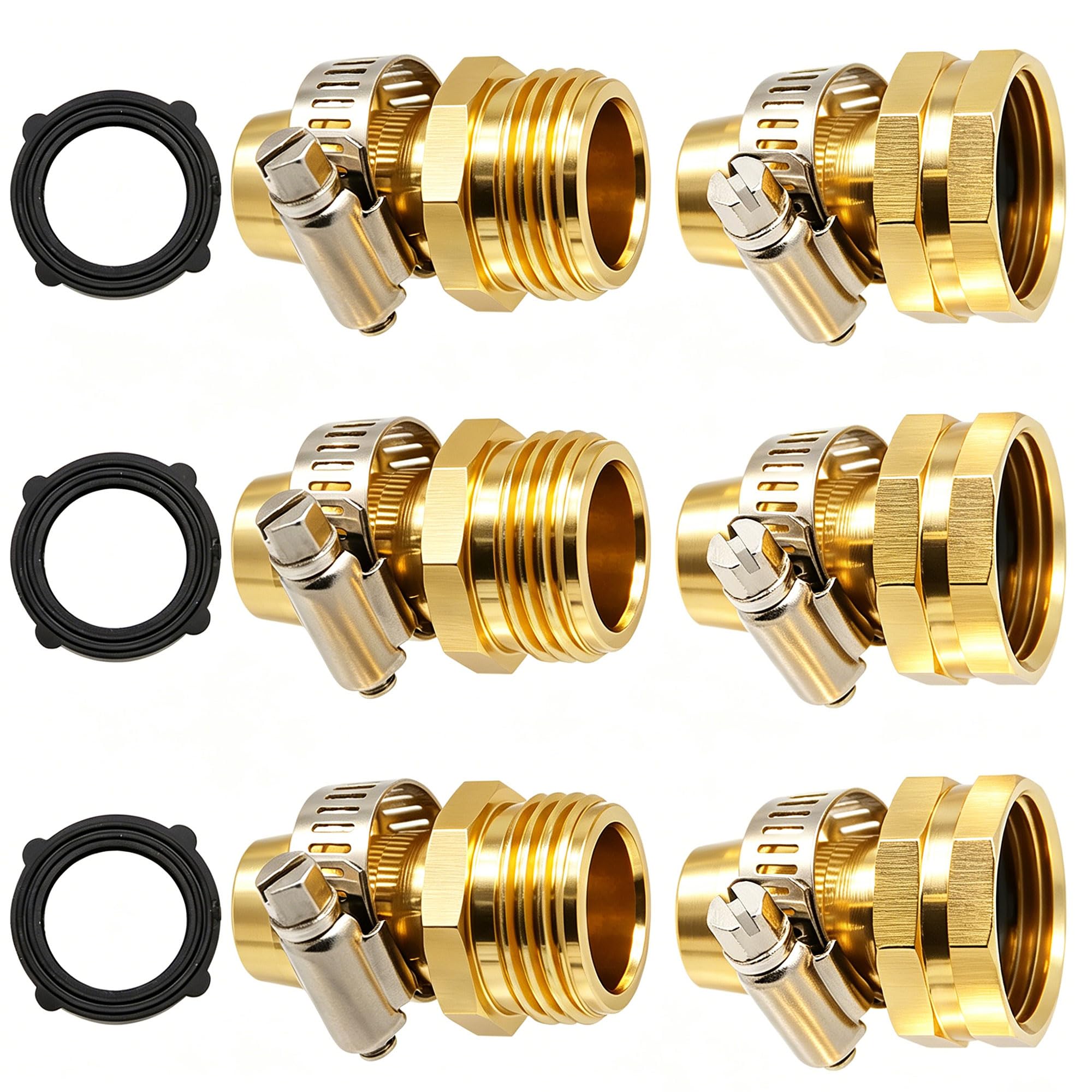 Triumpeek Garden Hose Repair Connector Kit including clamps and washers