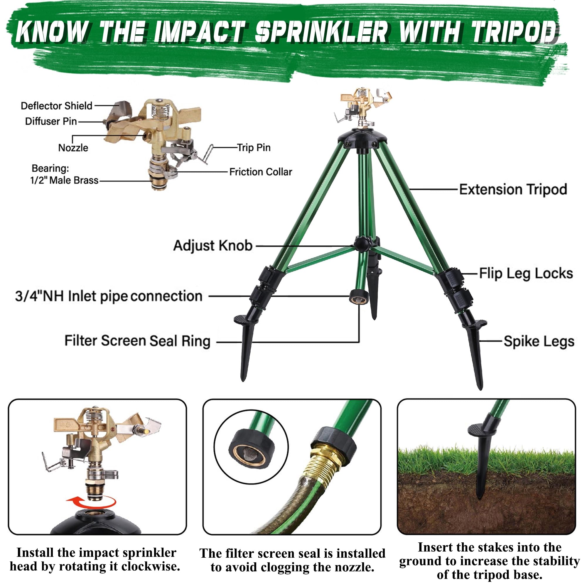 Triumpeek Impact Sprinkler set up in a garden
