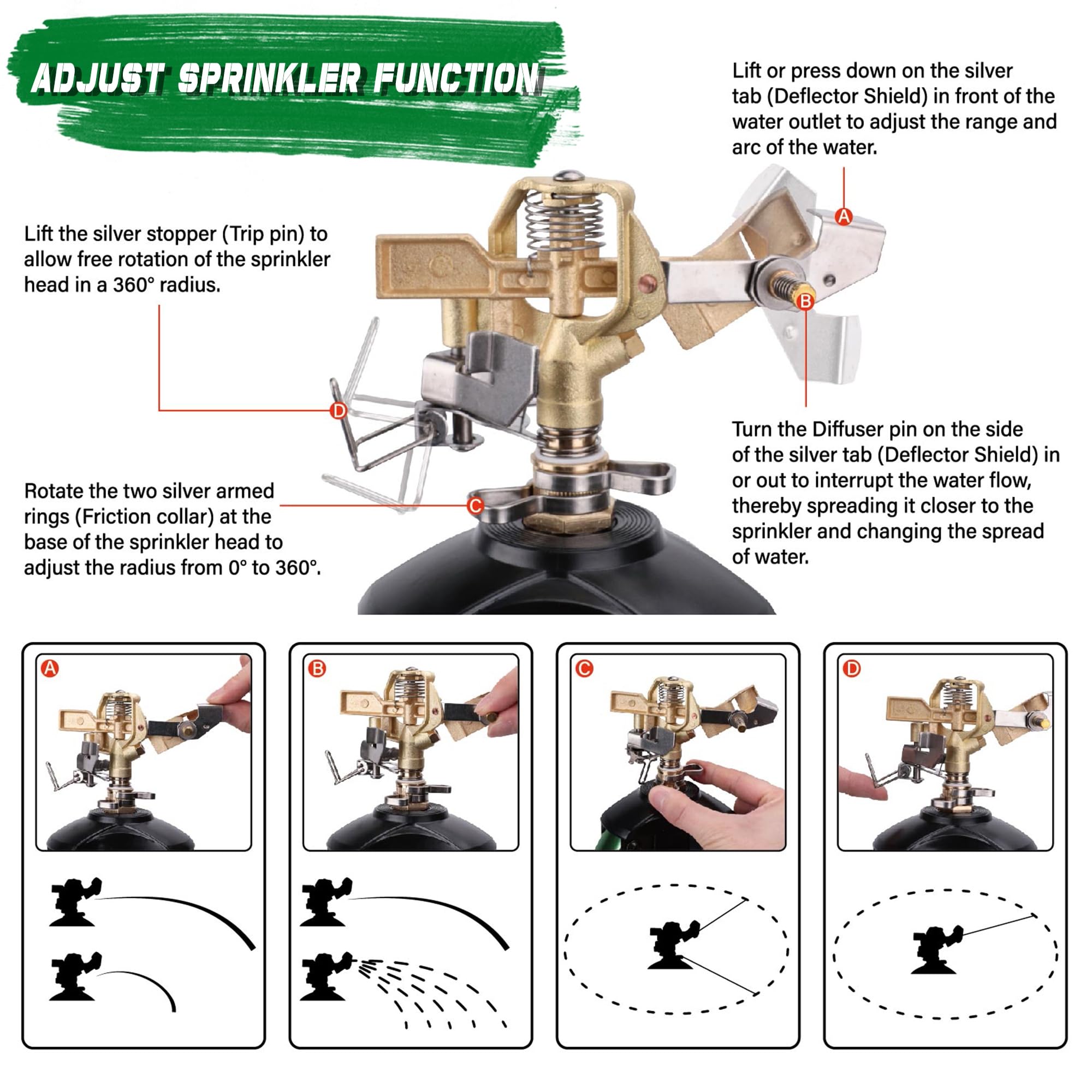 Triumpeek Impact Sprinkler tripod height adjustment