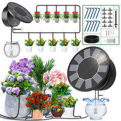 TRJZWA Solar Automatic Drip Irrigation System Kit with solar panel