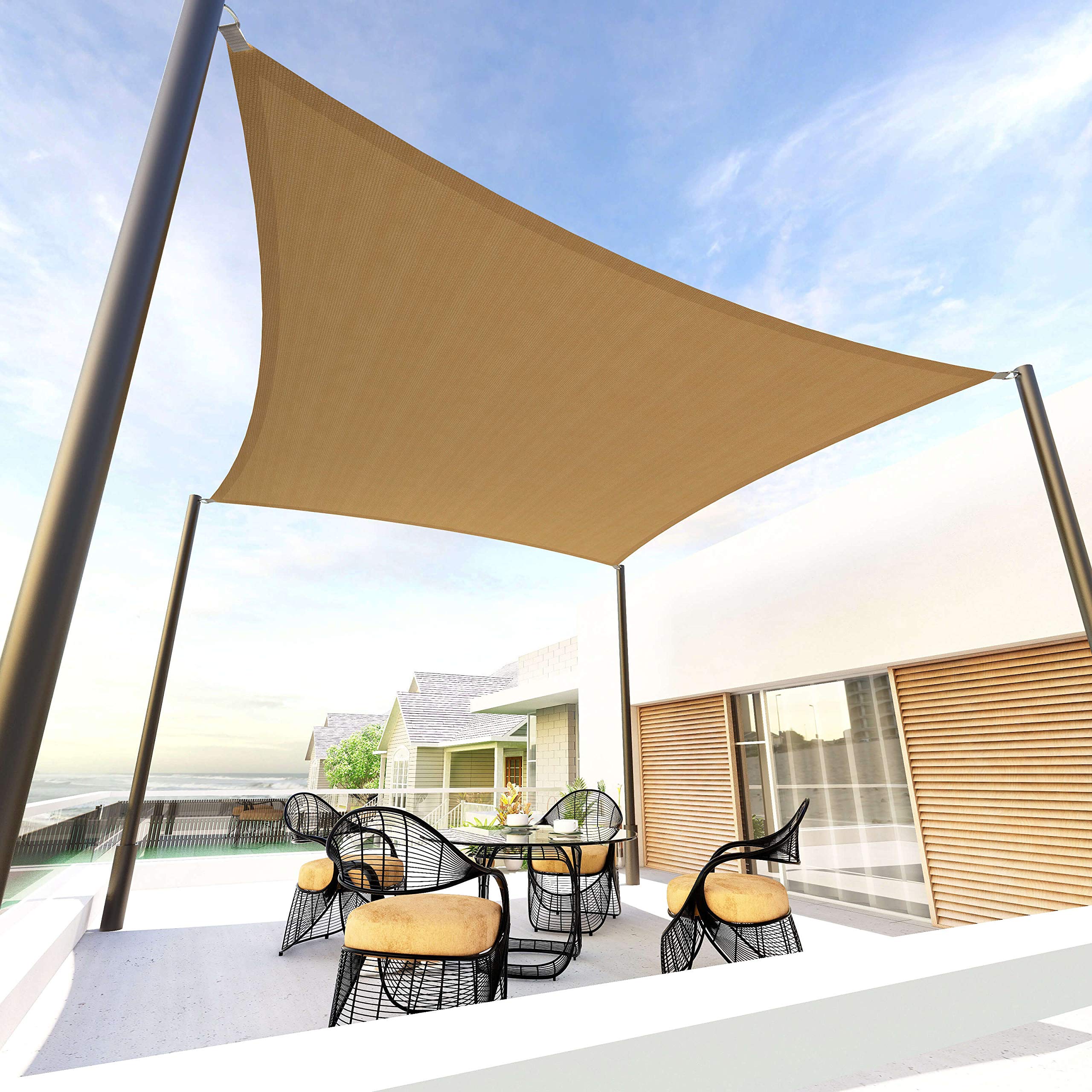 Tronssien Rectangle Sun Shade Sail 10'x13' in sand colour