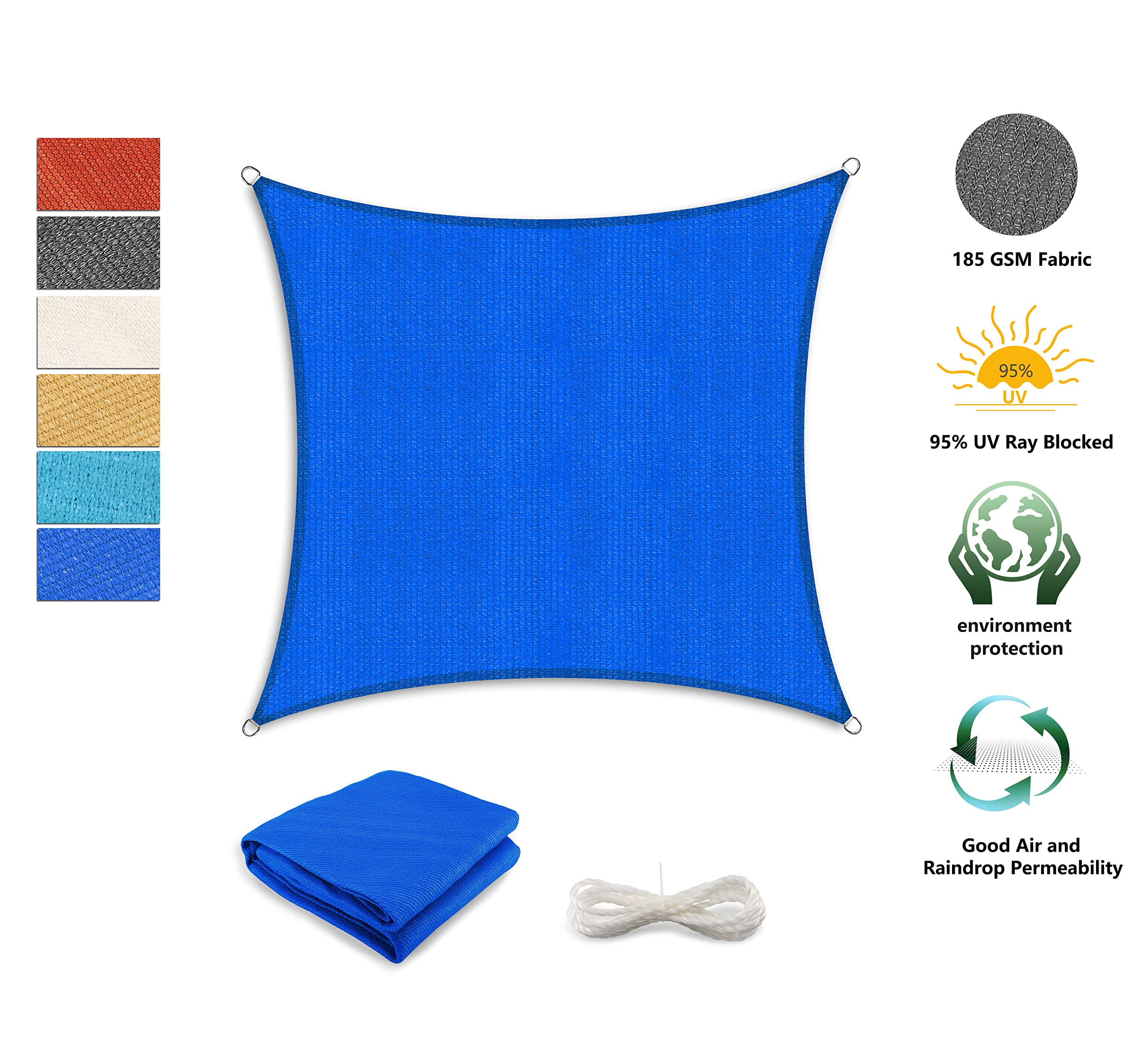 Tronssien Rectangle Sun Shade Sail installed in a garden