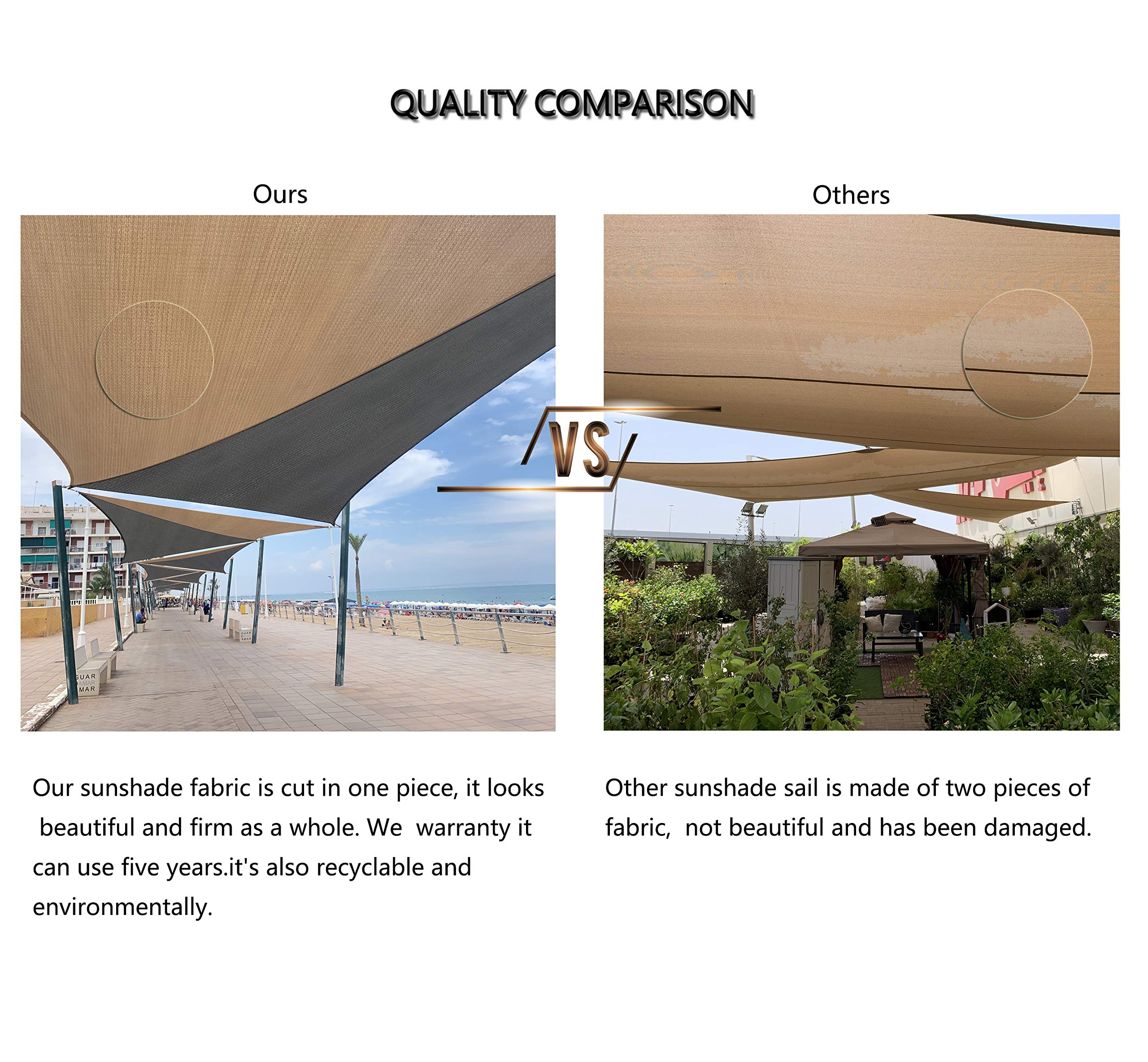 Tronssien shade sail with high-strength ropes displayed