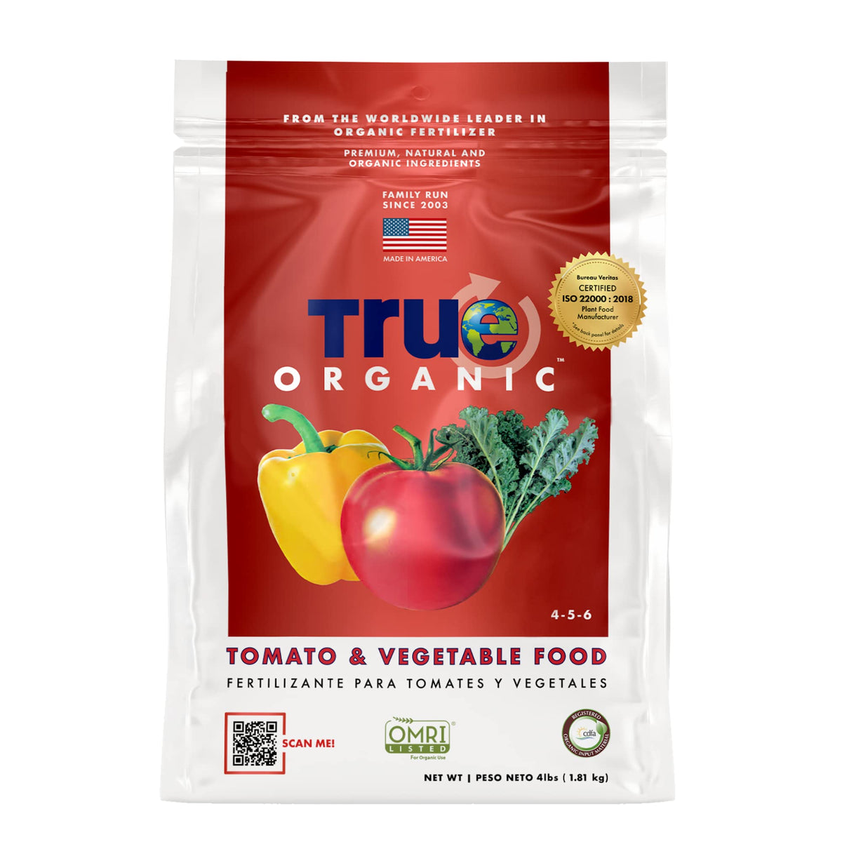 True Organic Tomato & Vegetable Food 4lb bag front view