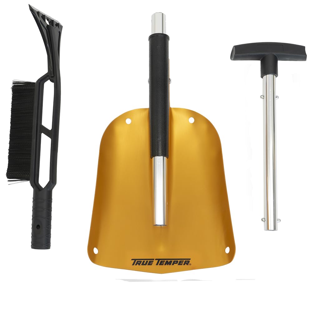 TRUE TEMPER 3-in-1 shovel laid flat with packaging