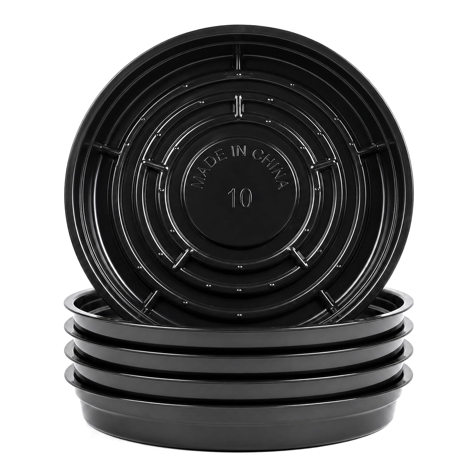 TRUEDAYS 10 Inch black plant saucer front view