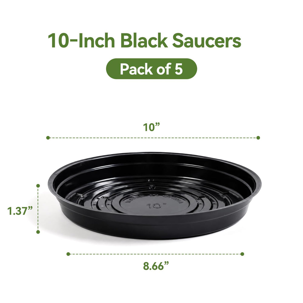 TRUEDAYS 10 Inch black plant saucer side view