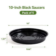 TRUEDAYS 10 Inch black plant saucer side view