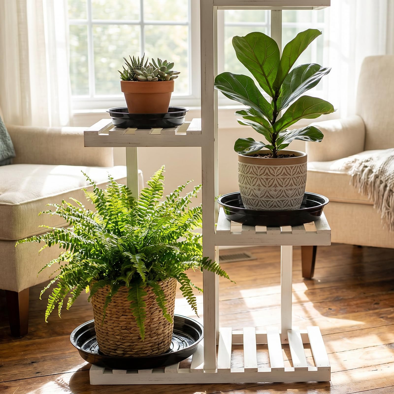 TRUEDAYS 10 Inch black plant saucers stacked