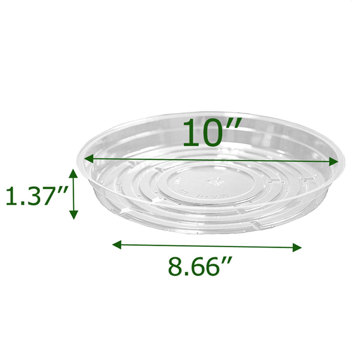 TRUEDAYS 10 inch clear plant saucer side view