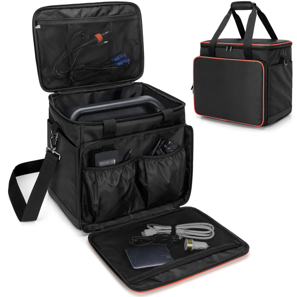 Trunab Travel Bag front view, black with multiple pockets