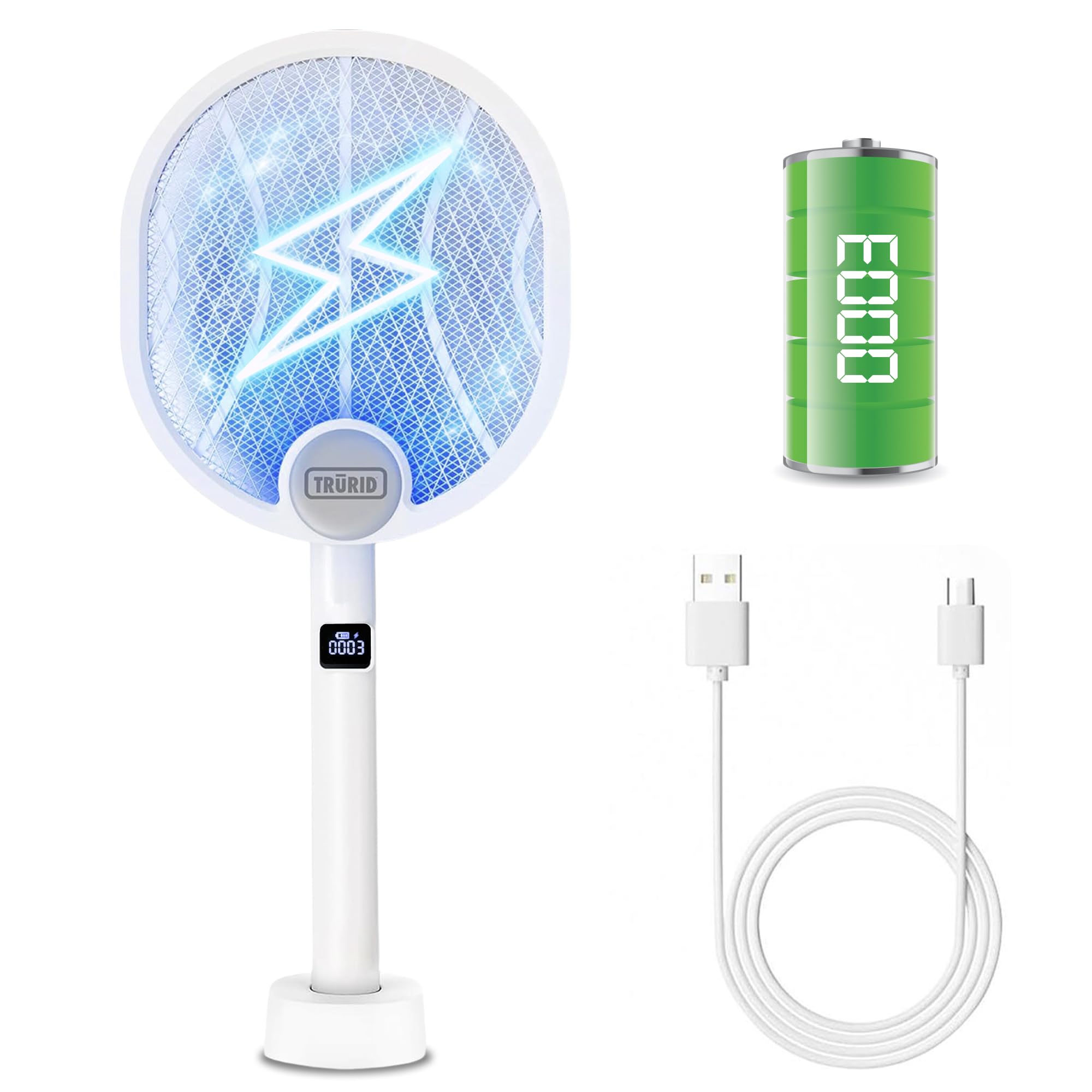 TRURID Electric Fly Swatter and Bug Zapper front view