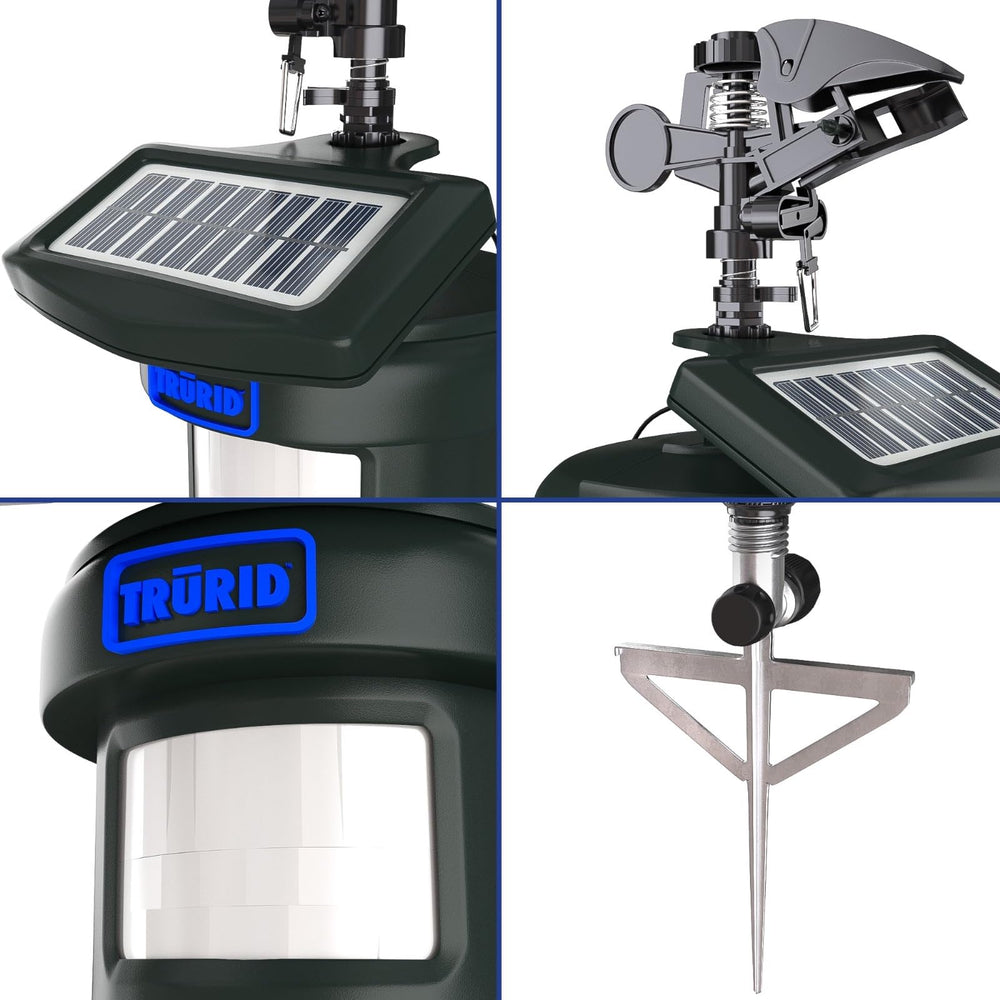 TRURID Motion Activated Sprinkler side view with metal stake