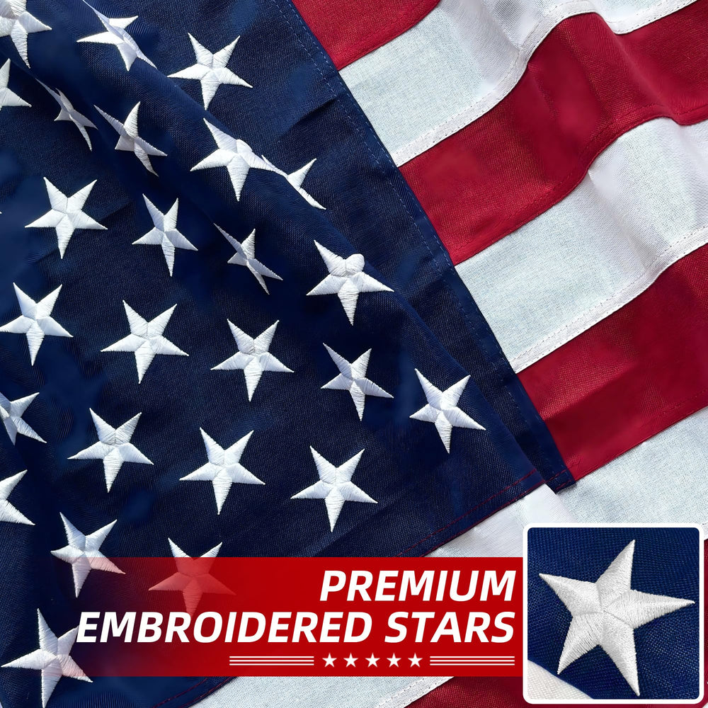 Try Everything American Flag displayed outdoors