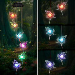 Tryme Solar Wind Chimes colorful design hanging outdoors