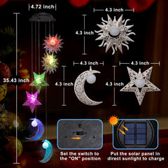 Tryme Solar Wind Chimes hanging in a garden