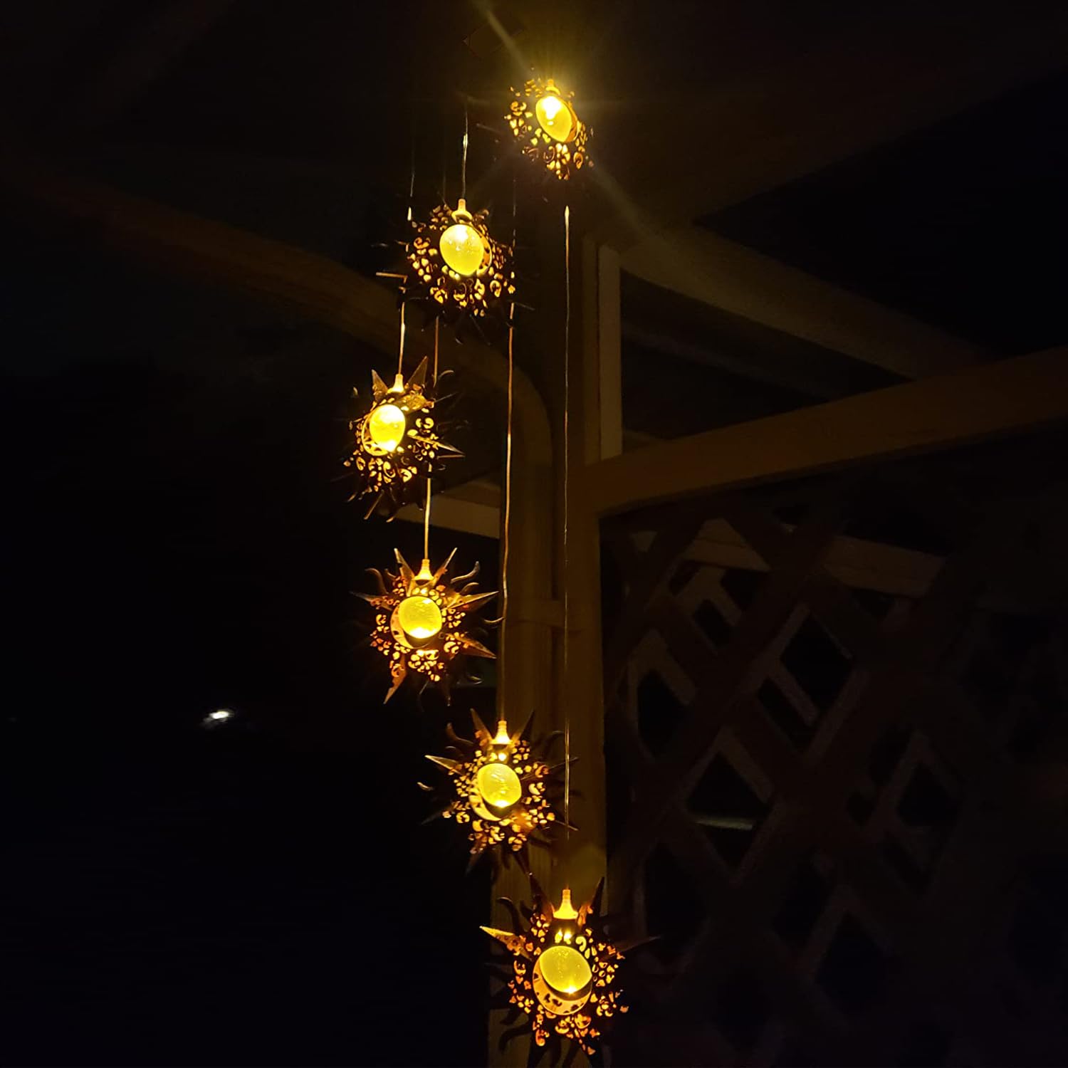 Tryme Solar Wind Chimes on a patio
