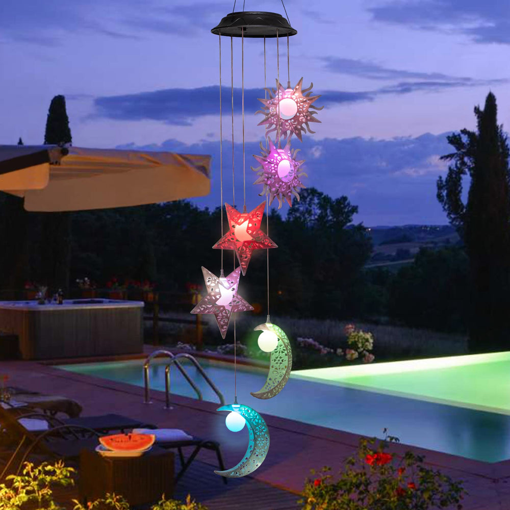 Tryme Solar Wind Chimes showcasing color change feature