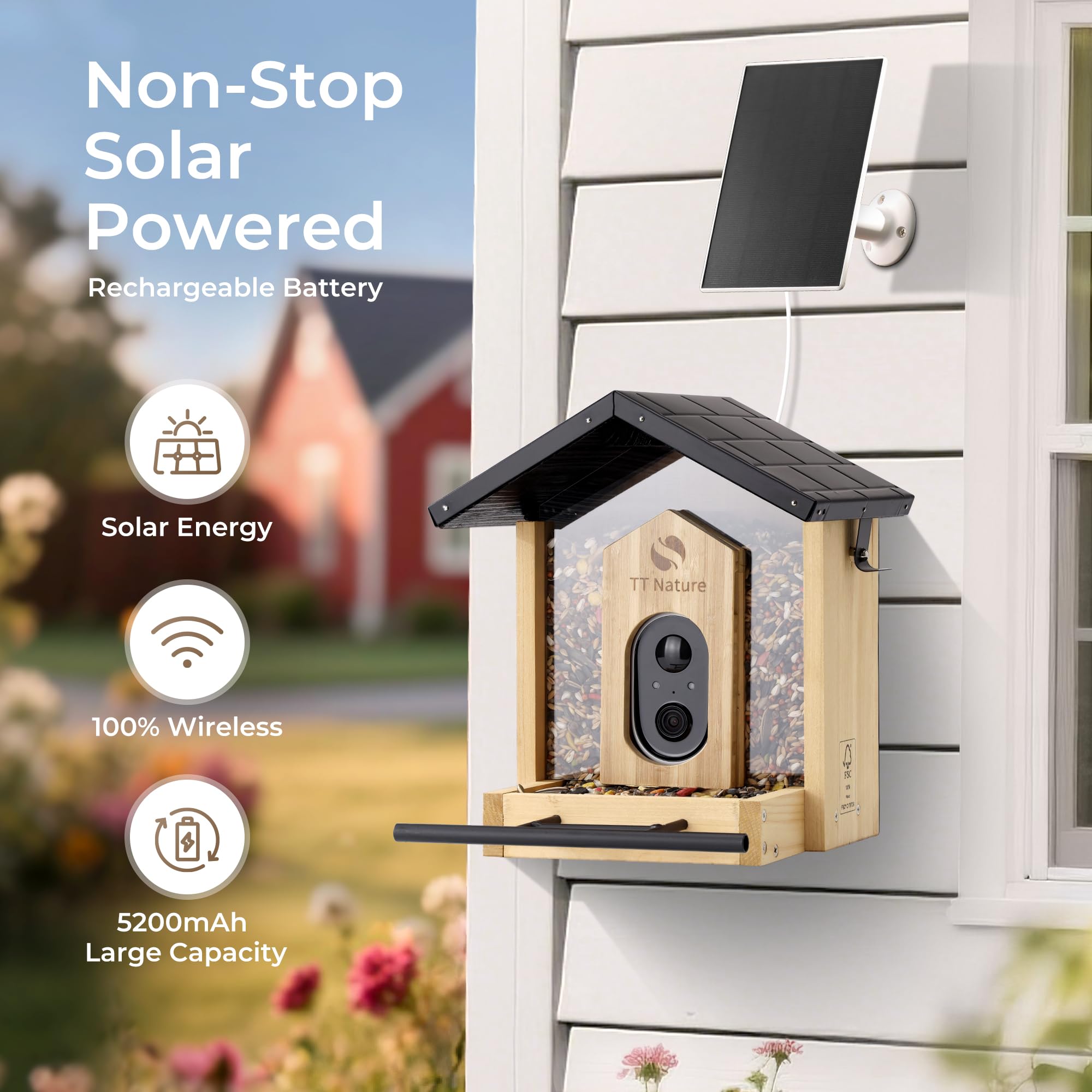 TT Nature Bird Feeder with multiple birds visiting