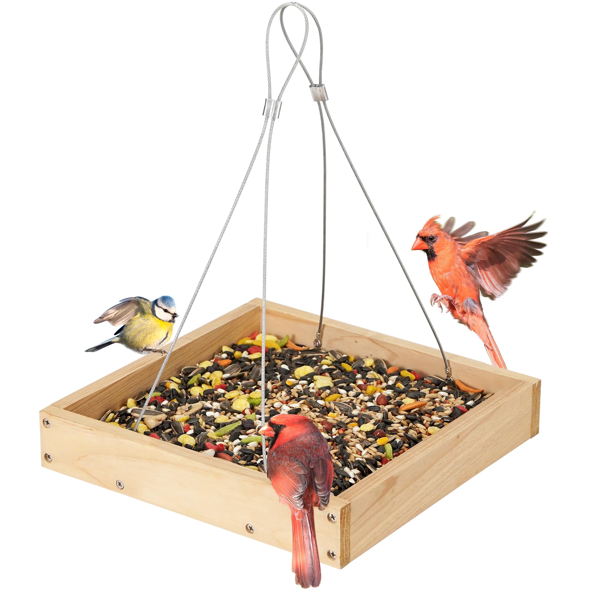TT Nature Hanging Bird Feeder front view made of eco-friendly wood