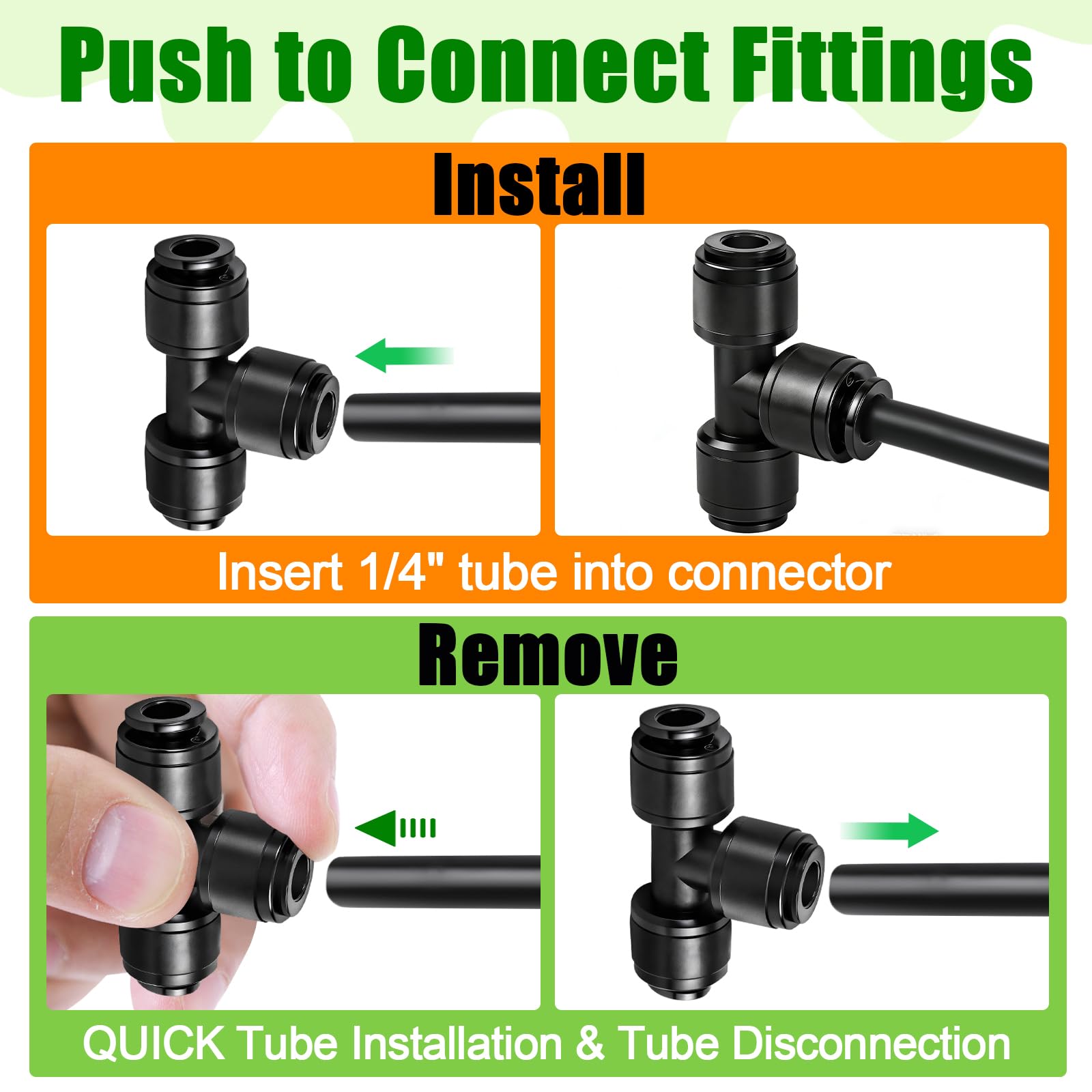 TTioDri 1/4 Inch Tee Fitting with drip tubing