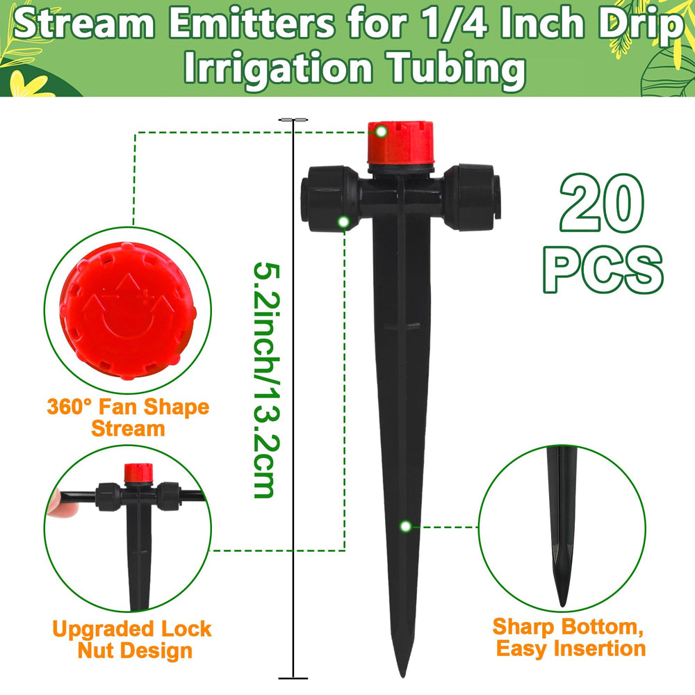 TTioDri adjustable drip emitter showing 360° spray function