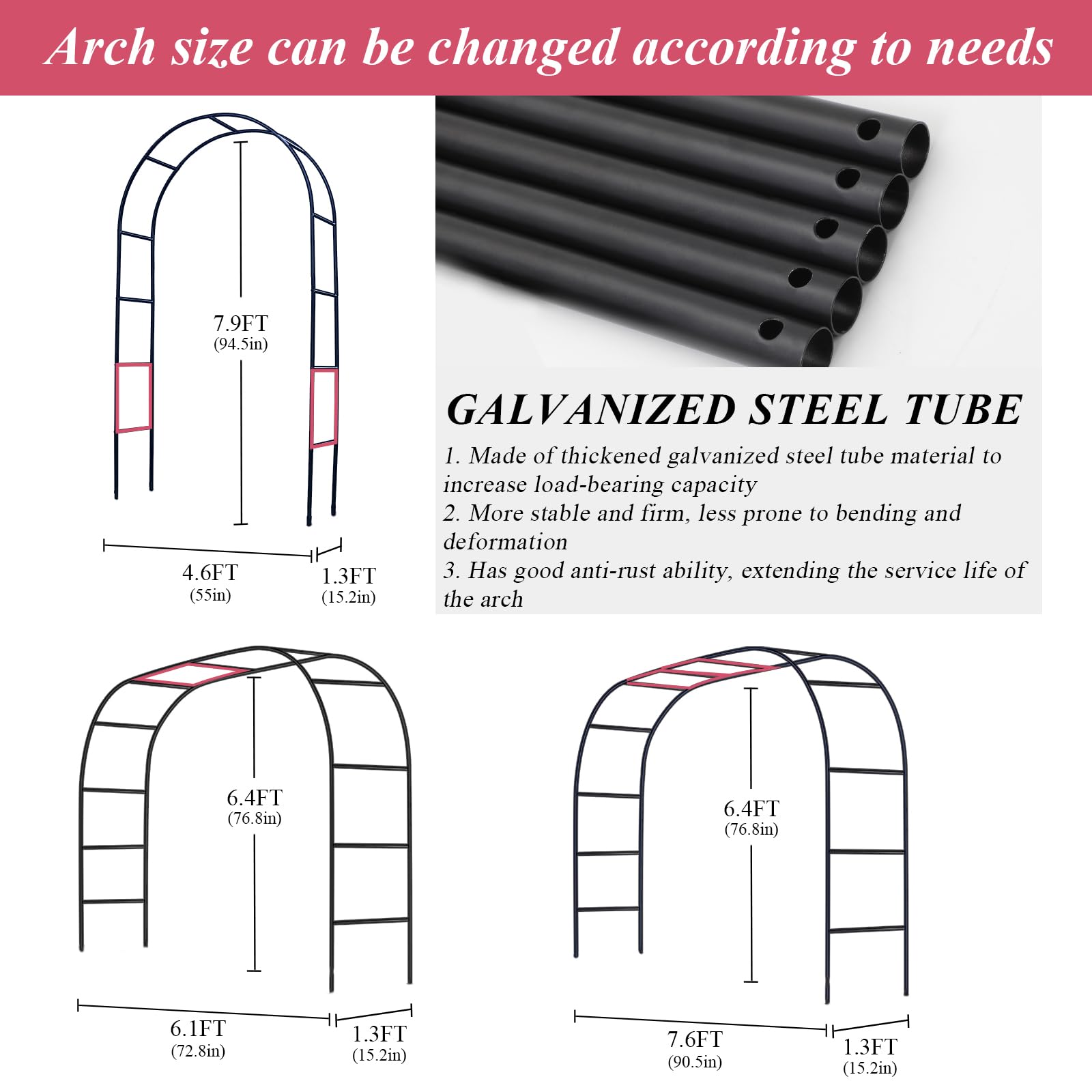 Ttootle garden arch trellis side view showcasing height